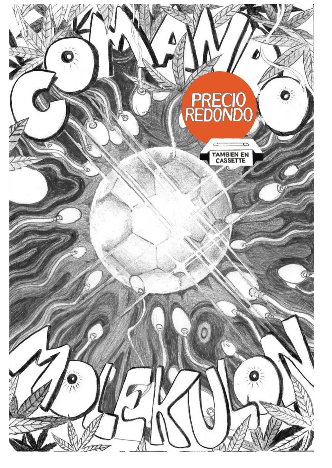 Portada del primer còmic: el títol «Comando Molekulon» dibuixat a llapis al voltant d'una esfera lluminosa, amb el segell «Precio redondo · también en cassette».